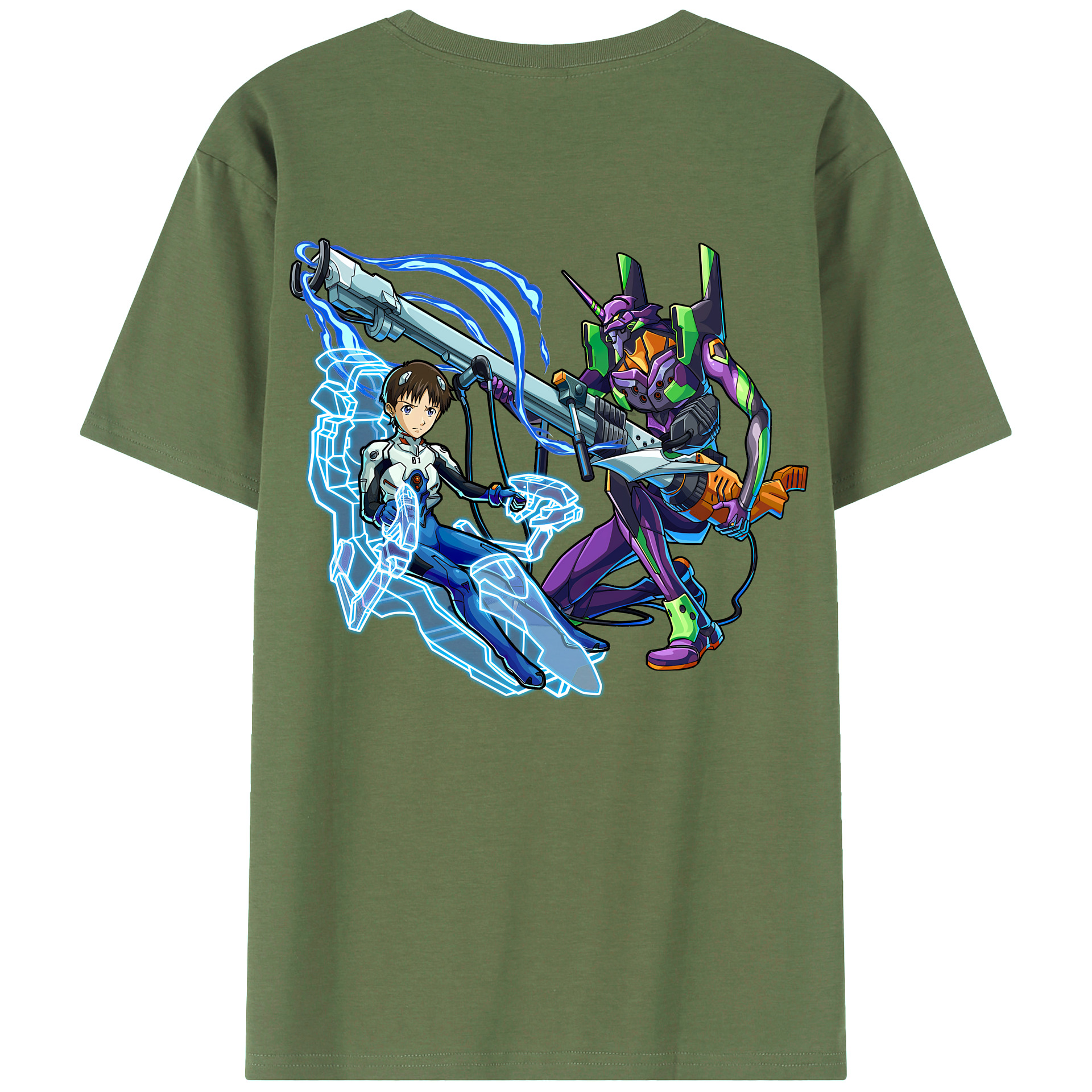 （画像用） EVA 新世紀エヴァンゲリオン 綿100％ メンズ半袖Tシャツ（バックプリント） 通気性